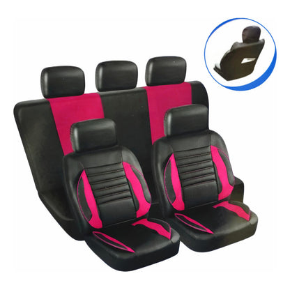 Juego Funda Cubreasiento 100% Eco Cuero Acolchado Y Bolsillo