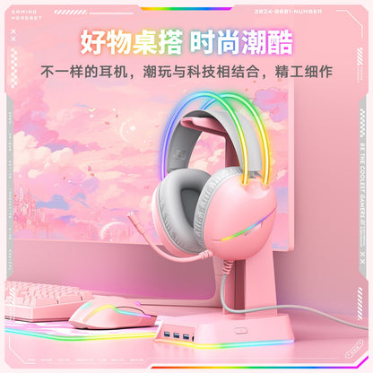 Auriculares Con Micrófono Audifonos Onikuma X33 Para Pc Xbox Color Rosa