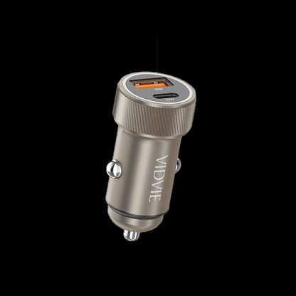 Cargador Auto Vidvie Carga Rápida 33w Con Usb-a 18w Y Tipo C 30w Gris Gris Cc542