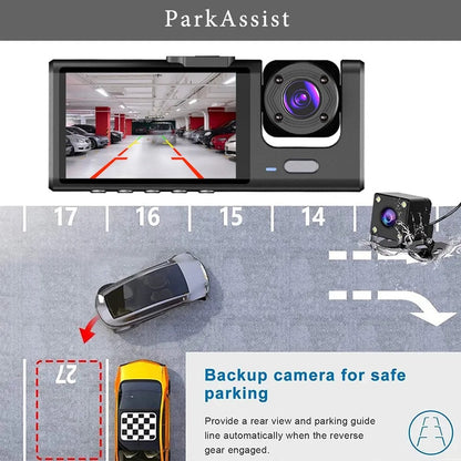 Dash Cam Doble Lente Para Auto Fhd 1080p + Cámara Retroceso