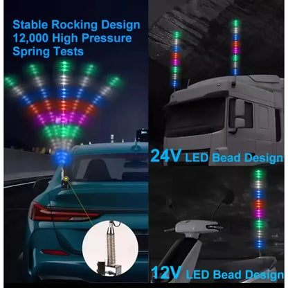 Antena Tipo Látigo Con Luz Rgb Luz Led 60cm 12-24v 24v Rgb