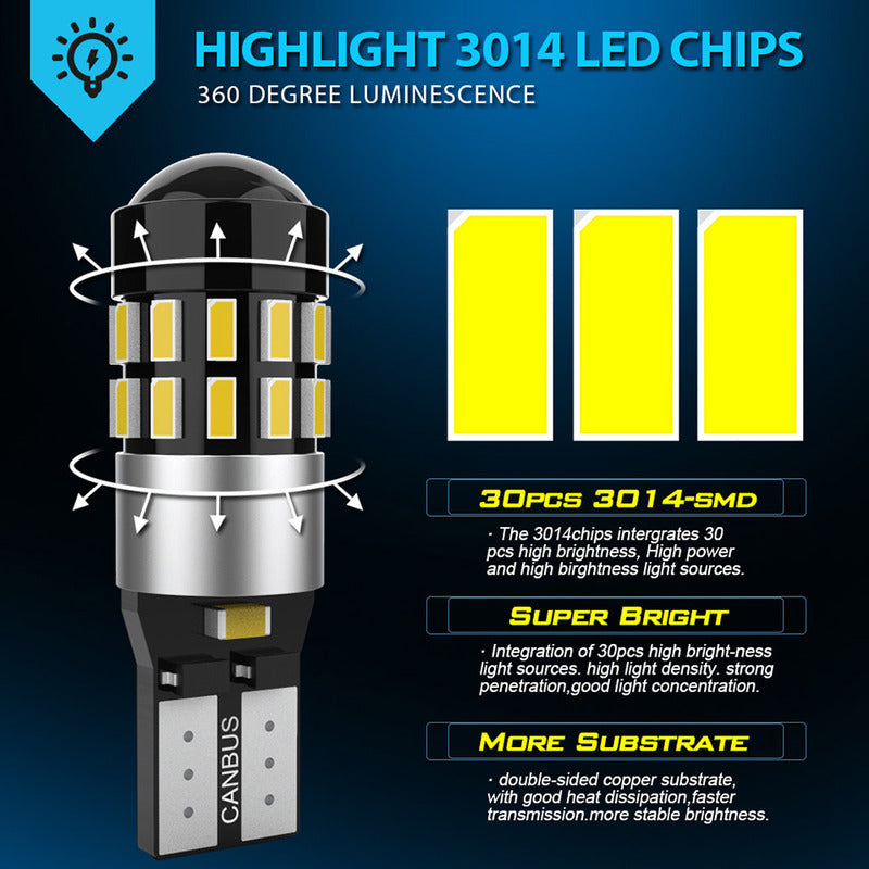 X2 Ampolleta Led T10 W5w 30 Led Cola D Pescado 12v Canbu R&c