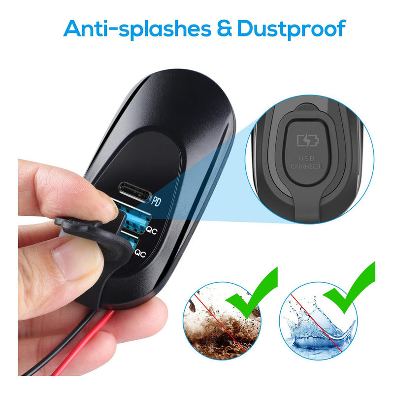 Cargador Carga Rápida 2 Usb 1 Type C 12-24v Sobrepuesto