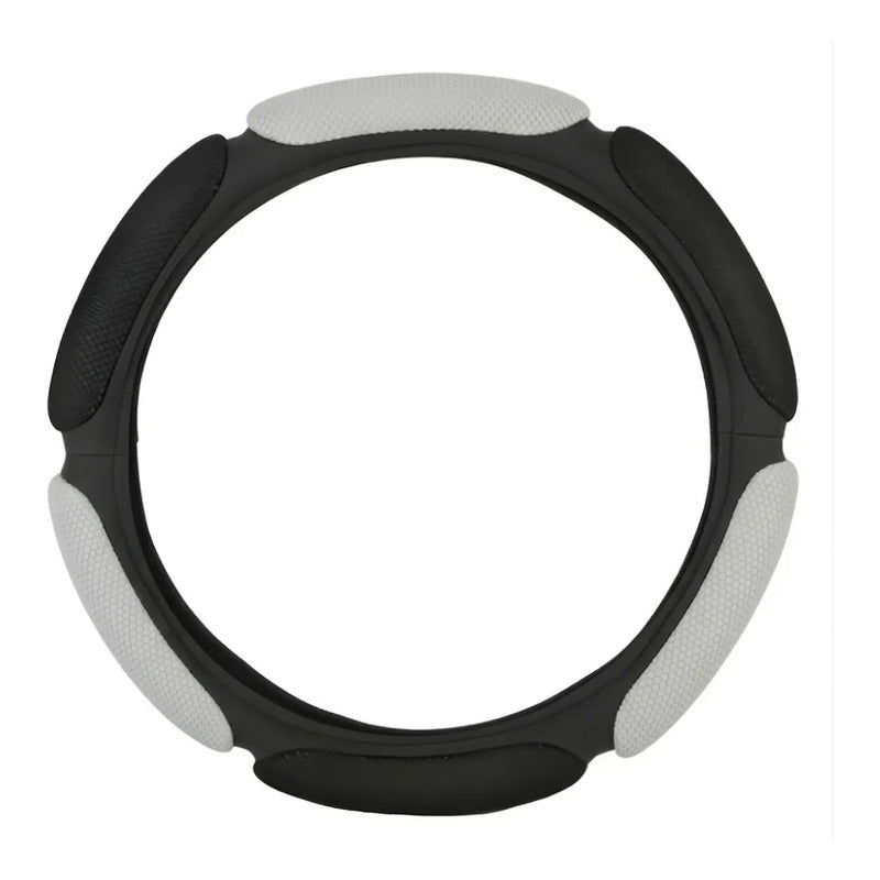 Funda Cubre Volante 3d Acolchado Antideslizante Universal 38 Negro Gris Claro