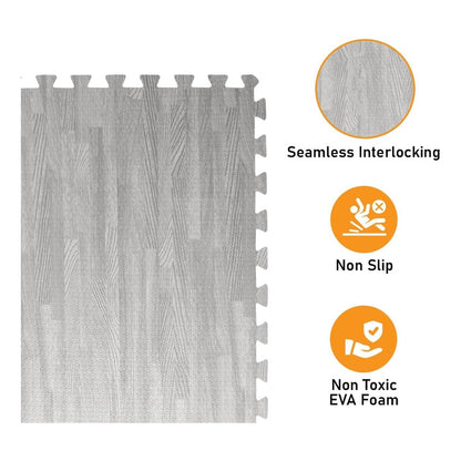 X4 Piso Goma Eva Puzzle Alfombra Madera 60x60x1cm Antigolpe