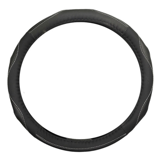Funda Cubre Volante 38cm Negro Hilo Gris Auto 029