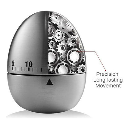 Temporizador De Cocina Mecánico Forma De Huevo 60mim Alarma Plateado Huevo Cocido