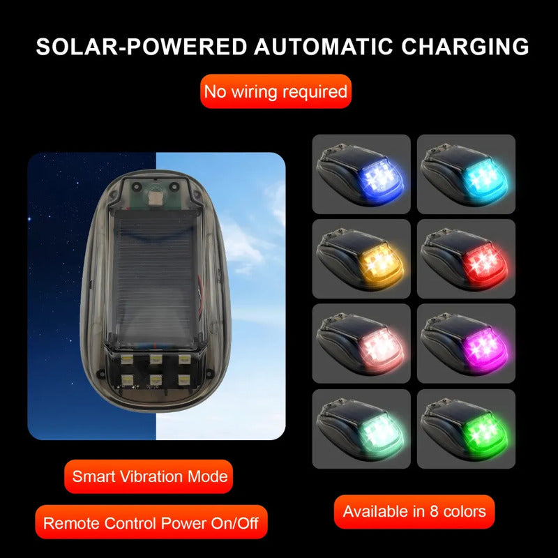 Luz Led Solar Usb Estroboscópica Multicolor Control Baliza