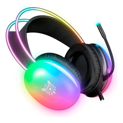 Audifonos Gamer Onikuma X25 Micrófono Cable Adaptador Y Rgb Negro