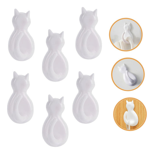 X6 Gancho Colgador Adhesivo De Gatitos Perchero Baño Cocina