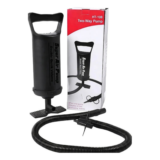 Bombín Inflador Manual Con 3 Válvulas Colchón Piscina Globos Negro Ht-108