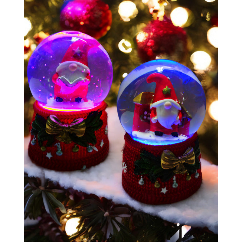 X6 Esferas De Cristal De Navidad Bola D Nieve Cn Luz Led 9cm