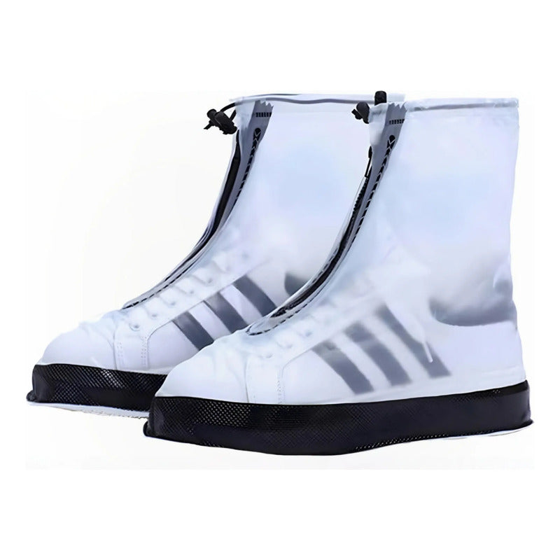 Bota Protector Silicon Impermeable Cubre Zapato Tenis Lluvia Transparente Negro S T35-36 (25.5cm)