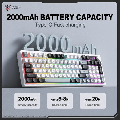 Teclado Gamer Onikuma Mt902 Blanco 3modo Conexión Silencioso Blanco Mt902 Inglés Us