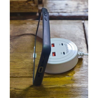 Hub Usb Alargador Enchufe 220v 4 Puertos 2 Usb 2 Tipo C 5.1a Blanco Xy0446