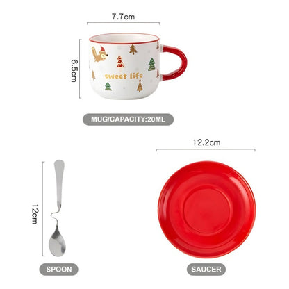 Taza De Navidad Con Plato Y Cuchara Taza Té Cafe Santa Claus