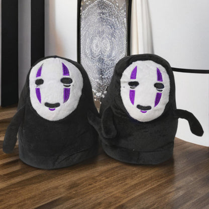 Pantuflas Abiertas Acolchadas Kaonashi Talla 36-41 Kawaii Negro Único