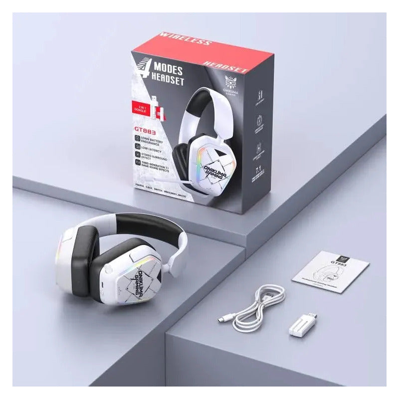 Audífonos Gamer Onikuma Gt883-b Inalámbricos Con Bluetooth Y Micrófono Flexible, Blanco