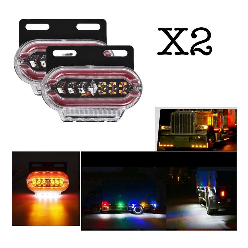 X2 Luz Led Lateral Bicolor Luz De Trocha 24v Destellante