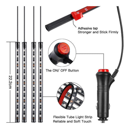 Tira X4 Luz Led De Piso Interior Bluetooth Auto Tunning/ Ryc
