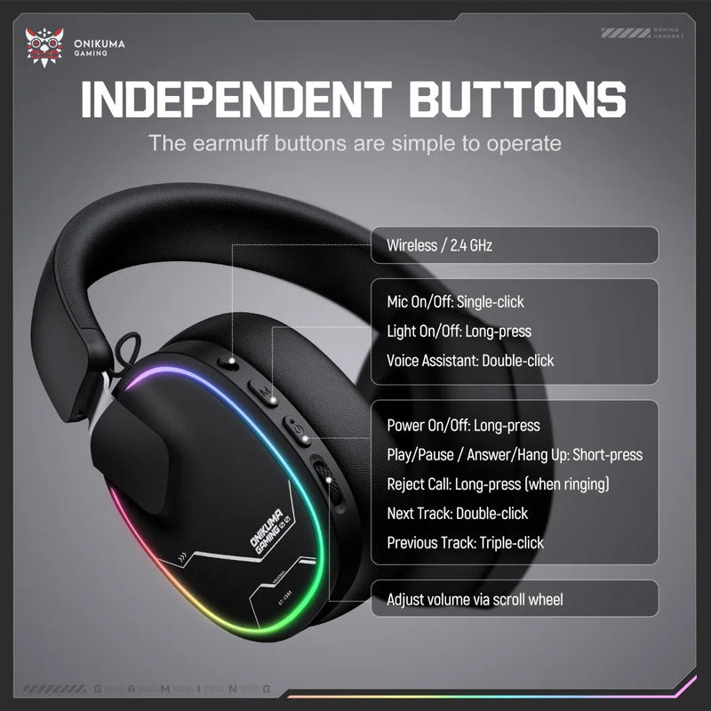 Audifono Gamer Onikuma Gt836 4modos Bluetooth Usb C Y Cable Negro Gt836