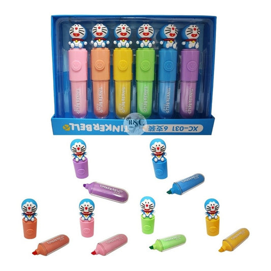 Pack X6 Destacadores Doraemon Resaltadores Gato Cute /ryc