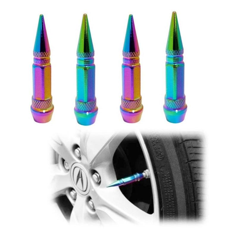X4 Set Tapa Válvula Punta Auto Moto Bicicleta Tornasol /r&c