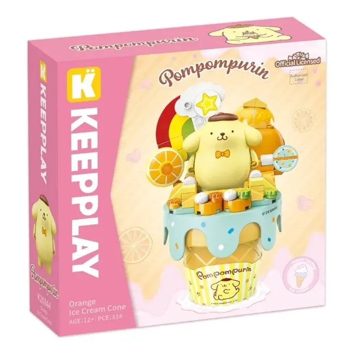 Set Bloques De Construcción Keeppley Hello Kitty Y Amigos 114 Pompompurin Orange Ice Cream Cone 9046