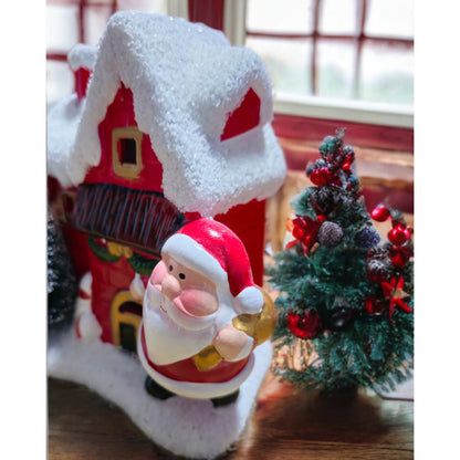 Villa De Navidad Mini Con Luz Casa Navideña Con Luz Y Árbol