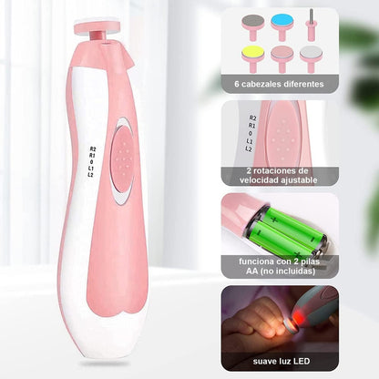 Cortador De Uñas Bebé Eléctrico Led Lima Pilas Trimmer Segur
