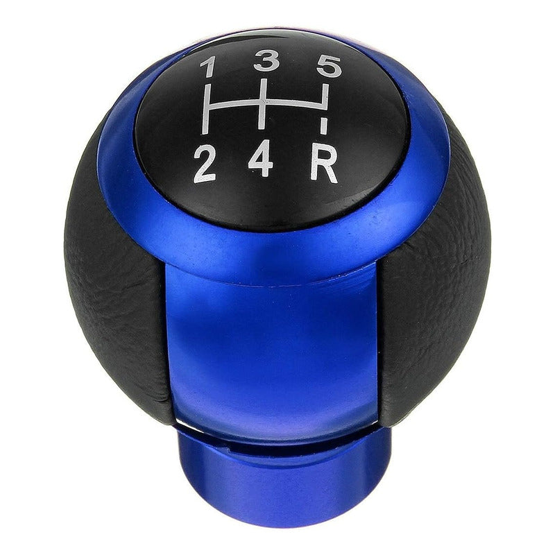 Pomo Palanca De Cambio Redondo Eco Cuero Negro-azul 71a