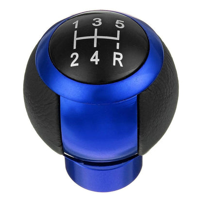Pomo Palanca De Cambio Redondo Eco Cuero Negro-azul 71a