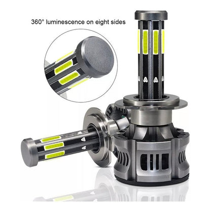 X2 Ampolleta Turbo Led 8 Caras 18000lm H7 Super Potente