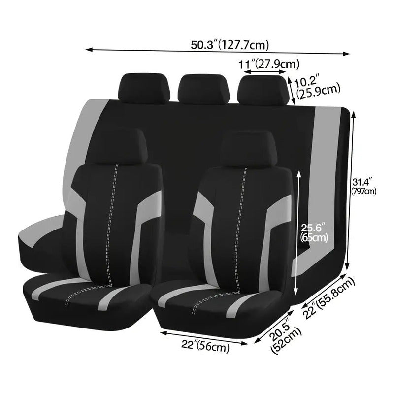 Set Fundas Cubre Asiento Para Mujer Rosa - Negro 9pcs R&c
