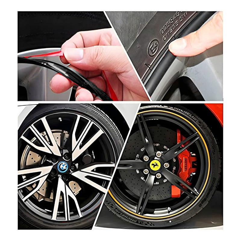 Moldura Protectora De Llanta Moldura Decorativa 8mt Auto Ryc Negro
