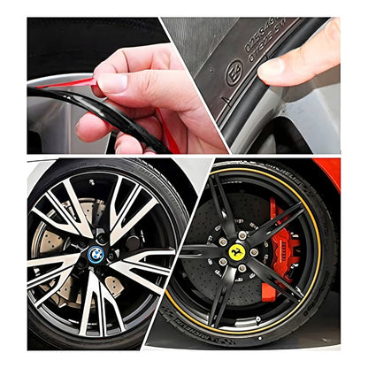 Moldura Protectora De Llanta Moldura Decorativa 8mt Auto Ryc Negro