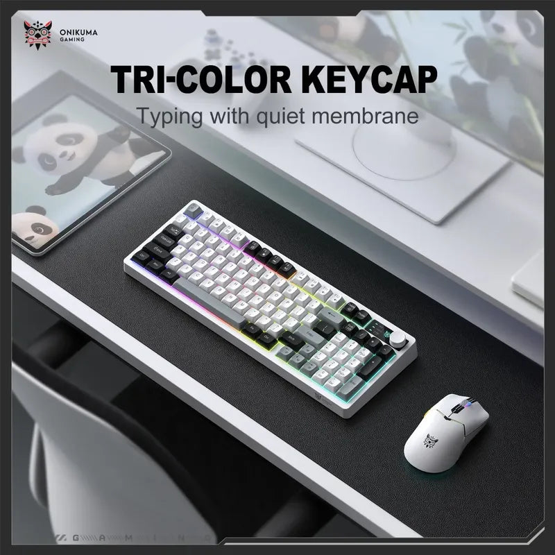 Teclado Gamer Onikuma Mt902 Blanco 3modo Conexión Silencioso Blanco Mt902 Inglés Us