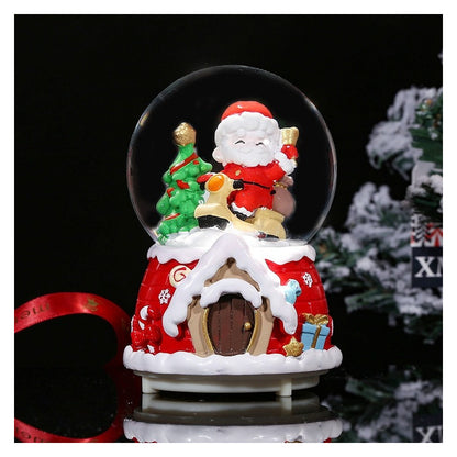 Bola De Nieve Esfera Cristal Navidad Luz Música Decora Chica