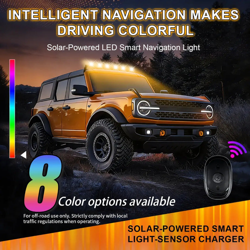 Luz Led Solar Usb Estroboscópica Multicolor Control Baliza