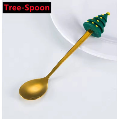 X6 Set Servicios Navideños Cuchara Tenedor Decoración Navida