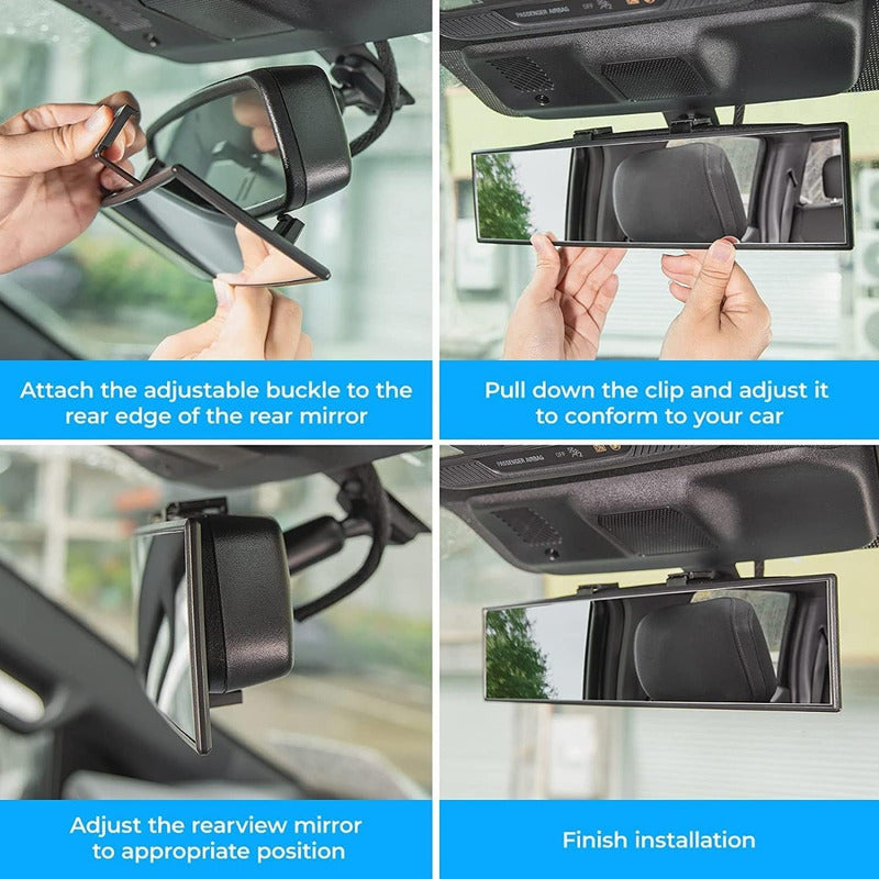 Espejo Retrovisor Curvo Adaptable Visión Panorámica 27cm Ryc