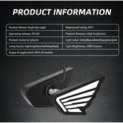 X2 Luz Led Moto Auto- Alas Ojos Devil Luz Patente Decoracio Positivo Negativo Alitas 184504 Azul