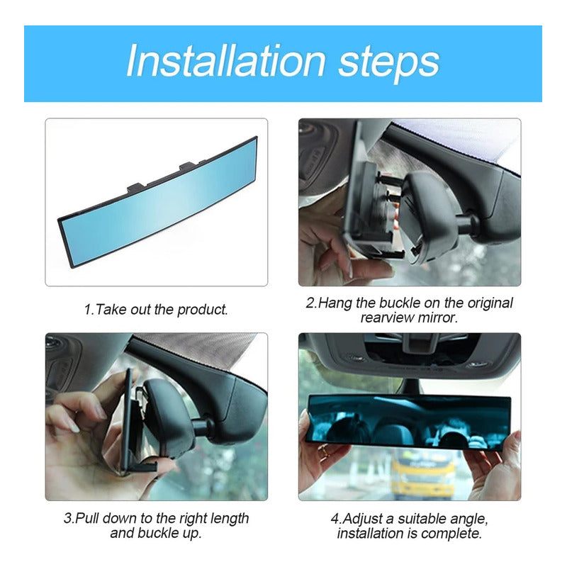 Espejo Retrovisor Curvo Adaptable Visión Panorámica 30cm Ryc