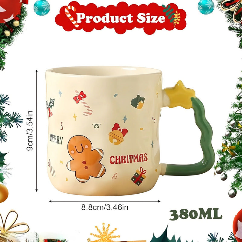 Taza De Navidad Con Agarre Árbol De Navidad 380ml Mug Lindo