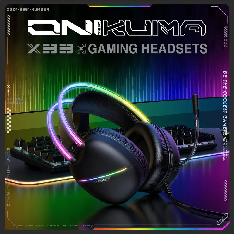 Audifono Gamer Onikuma X33 Conexión Usb Y Tipo C Luz Rgb X33 Negro