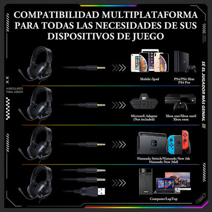 Audifono Gamer Profesional Onikuma X31 Microfono Hd Luz Rgb Negro X31