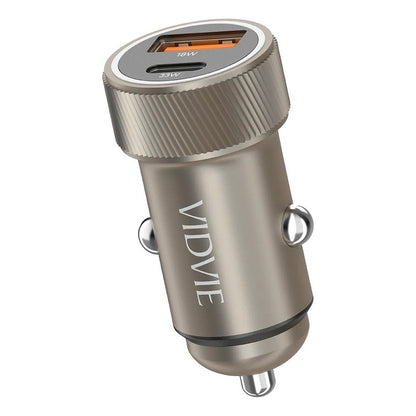 Cargador Auto Vidvie Carga Rápida 33w Con Usb-a 18w Y Tipo C 30w Gris Gris Cc542