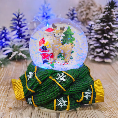 Bola De Nieve Esfera De Cristal Navidad Luz Y Música Decora