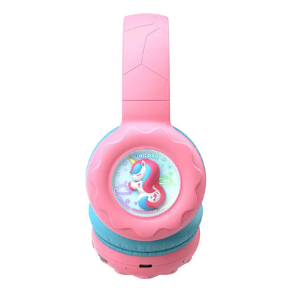 Audifono Bluetooth Onikuma B30 Niñ@s Bajo Nivel Ruido Cn Luz Rosa Unicorio B30