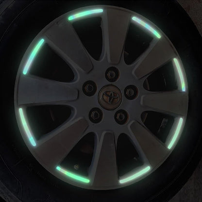 Set Sticker Reflectante Para Llanta 20 Tiras Fluor Auto Moto